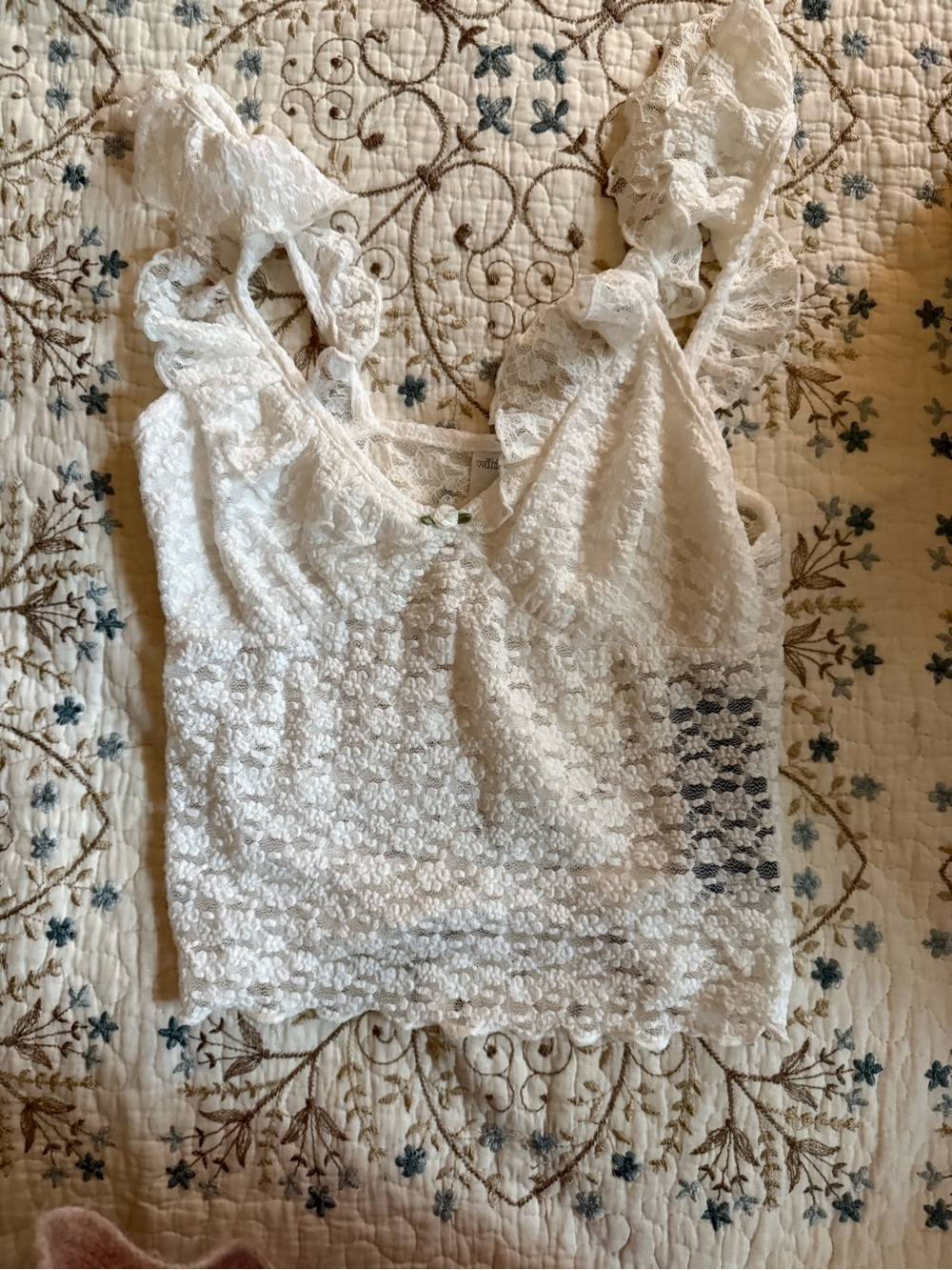 Aeropostale White Lace Ruffle-Strap Camisole